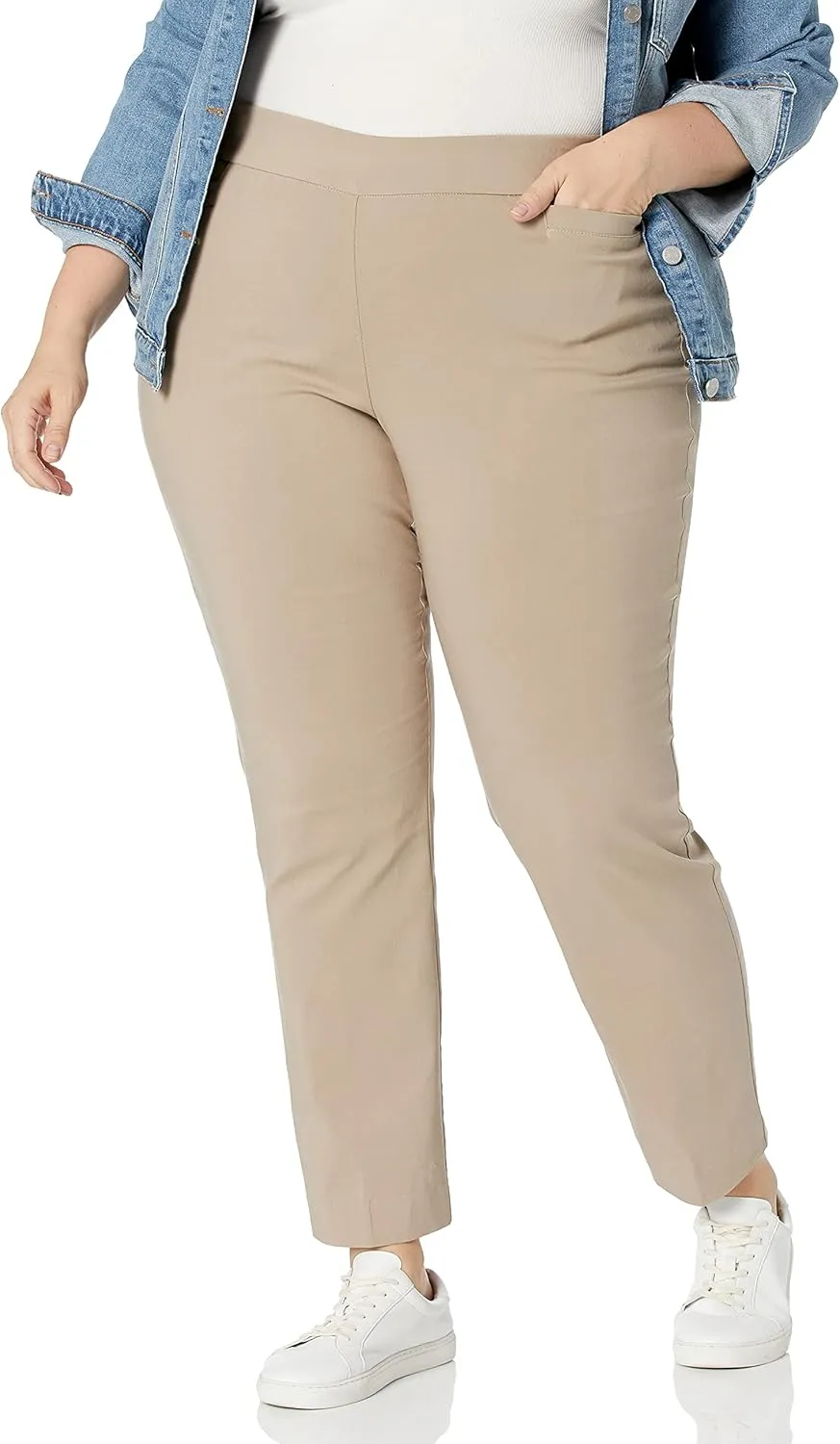 Briggs New York Women's Plus Size Super Stretch Millenium Welt Pocket Pull on Pant