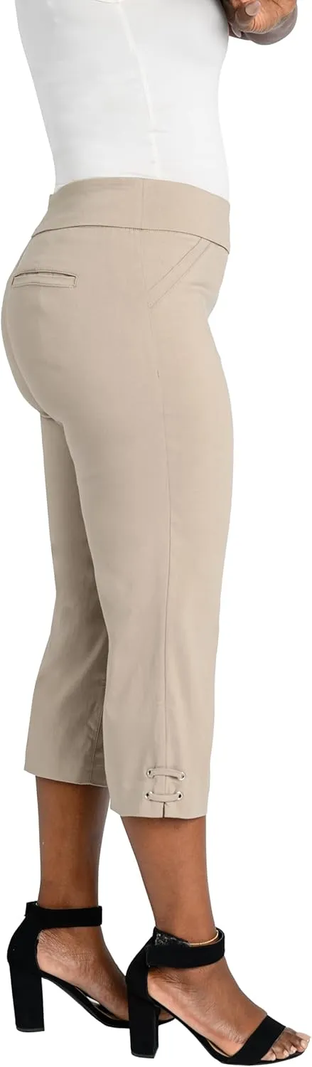 Briggs New York Women's Pull on Lace Up Hem Capri