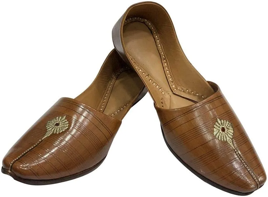 Brown Jutti for Men's Brown Mojari Indian Handmade Khussa Shoes Ethnic Shoe