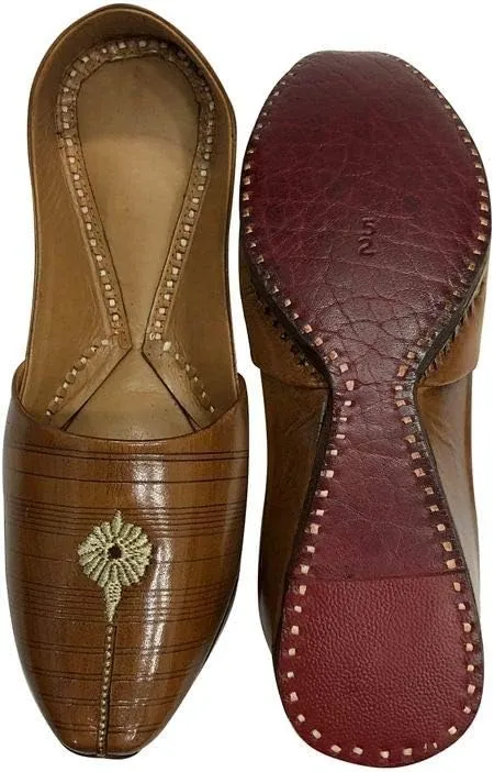 Brown Jutti for Men's Brown Mojari Indian Handmade Khussa Shoes Ethnic Shoe