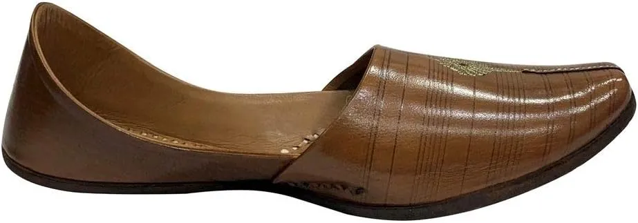 Brown Jutti for Men's Brown Mojari Indian Handmade Khussa Shoes Ethnic Shoe