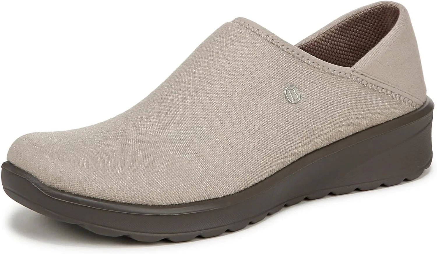 BZees Womens Getaway Slip On Simply Taupe Shimmer 9 W
