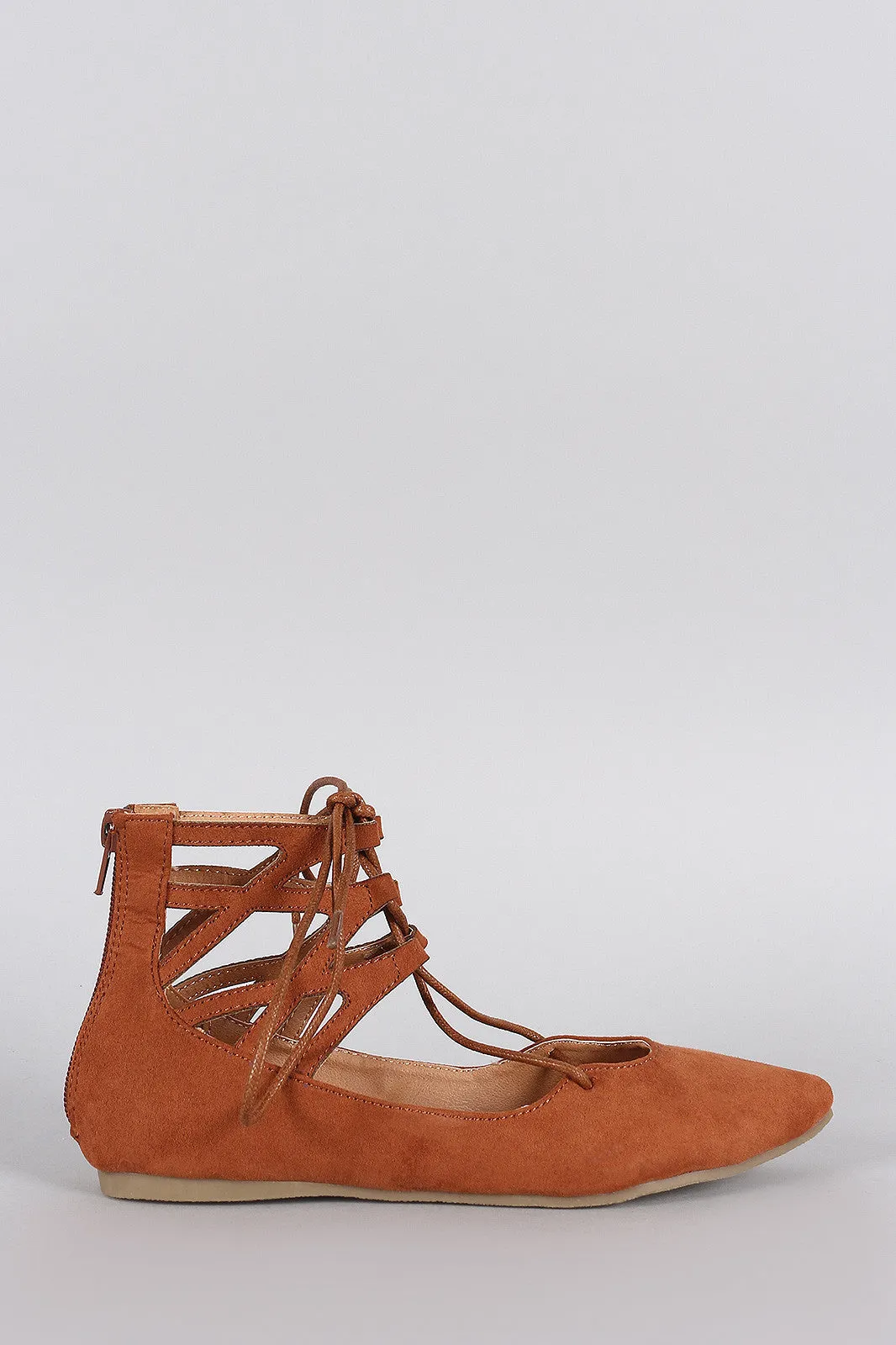 Caged Up Suede Heavy discount Liliana Toe Flat Wide selection Cuff Lace Ballet Pointy