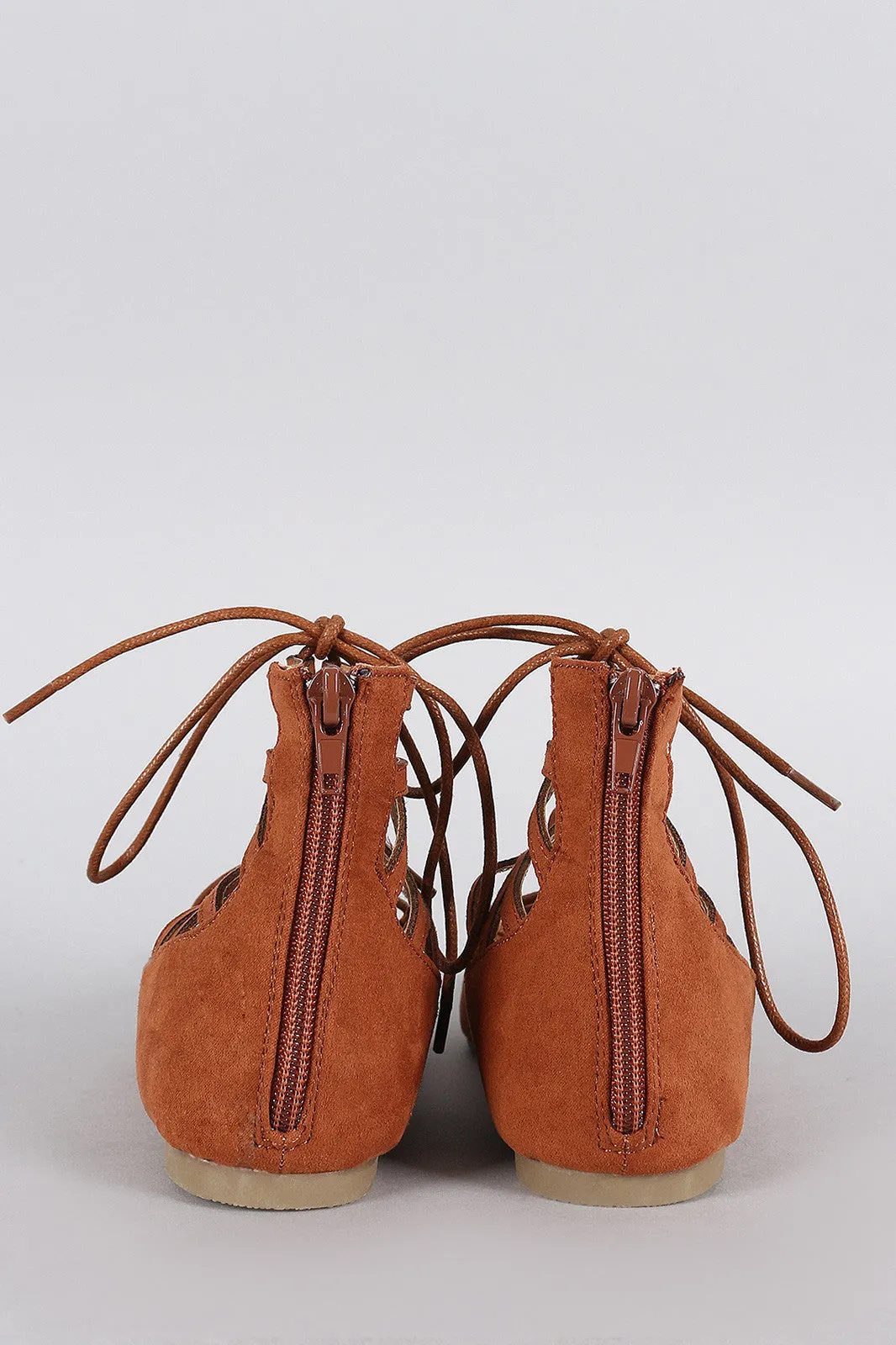 Caged Up Suede Heavy discount Liliana Toe Flat Wide selection Cuff Lace Ballet Pointy