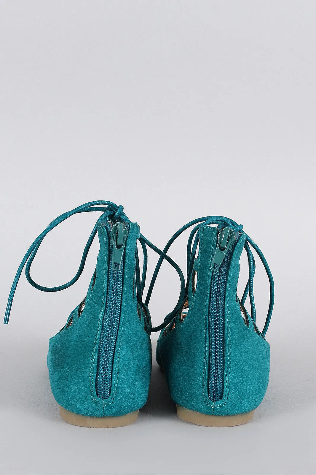 Caged Up Suede Heavy discount Liliana Toe Flat Wide selection Cuff Lace Ballet Pointy