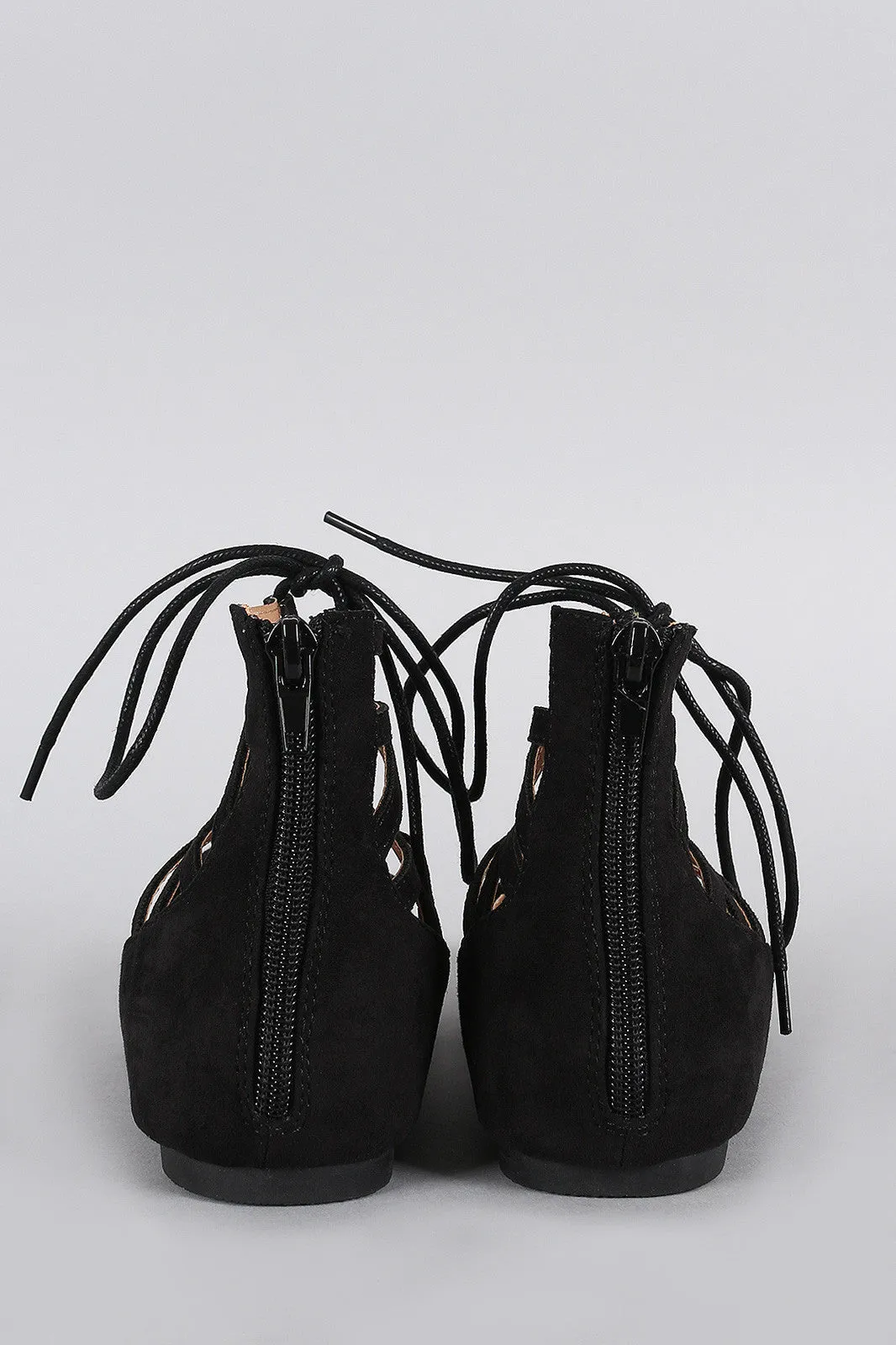 Caged Up Suede Heavy discount Liliana Toe Flat Wide selection Cuff Lace Ballet Pointy