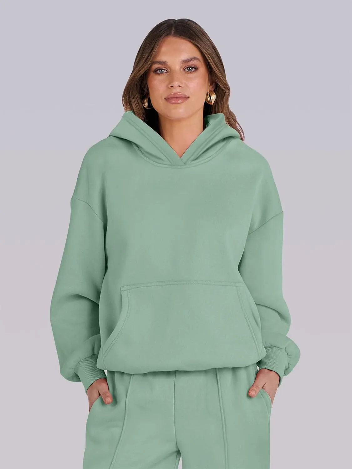 Caracilia Women's 2 Piece Outfits Sweatsuit Sets Oversized Hoodies Wide Leg Sweatpant Tracksuit 2024 Fall Matching Lounge Set