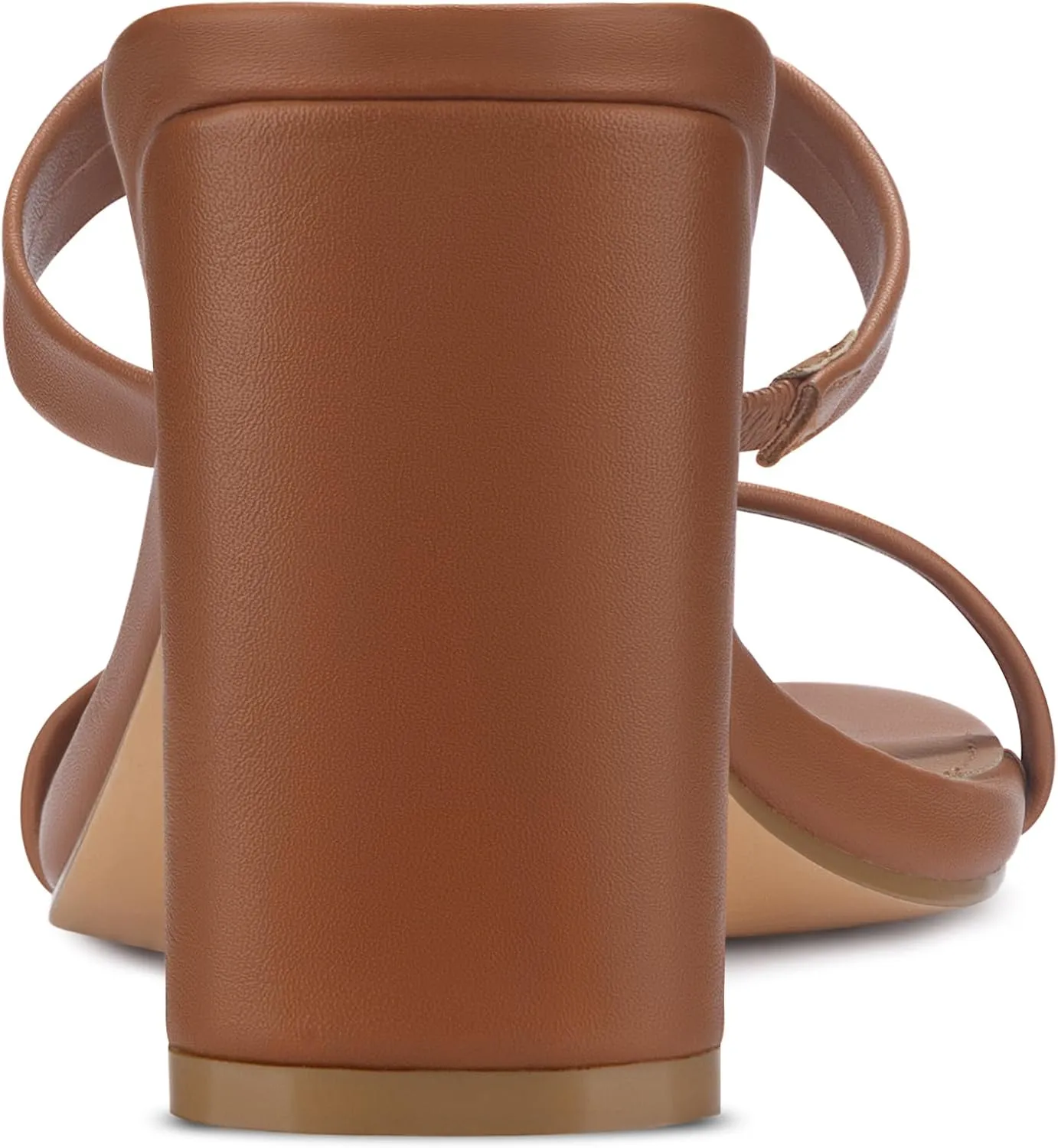 Carcuume Women's Square Toe Two Strap Open Toe Block Heels Sandals Slip On Shoes