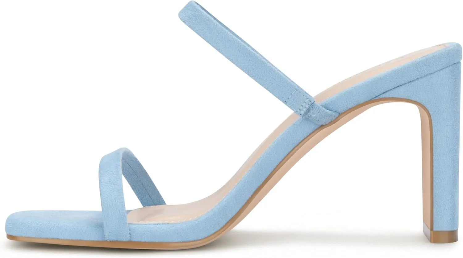 Carcuume Women's Square Toe Two Strap Open Toe Block Heels Sandals Slip On Shoes