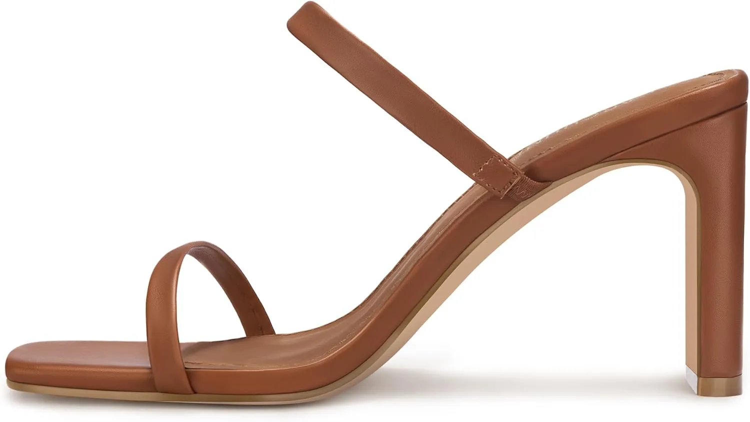 Carcuume Women's Square Toe Two Strap Open Toe Block Heels Sandals Slip On Shoes