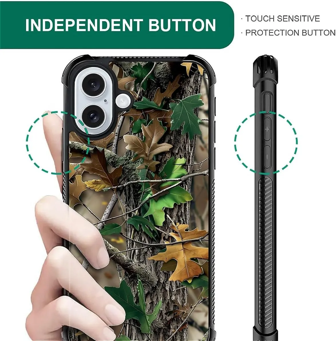 CARLOCA Compatible iPhone 16 Plus Case, Forest Camping Camo Autumn, Slim-fit & Lightweight, Enhanced Protection & Secure Grip