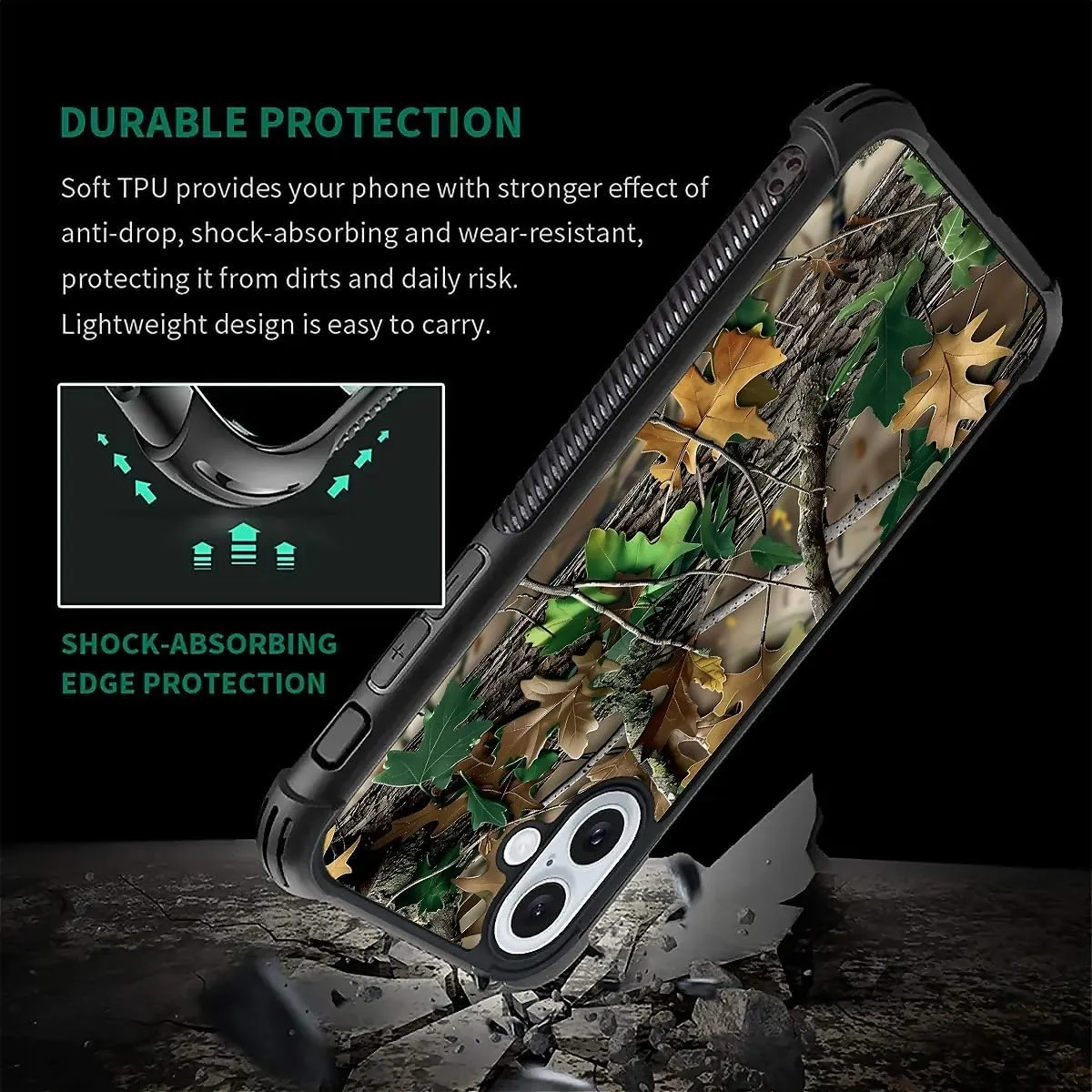CARLOCA Compatible iPhone 16 Plus Case, Forest Camping Camo Autumn, Slim-fit & Lightweight, Enhanced Protection & Secure Grip