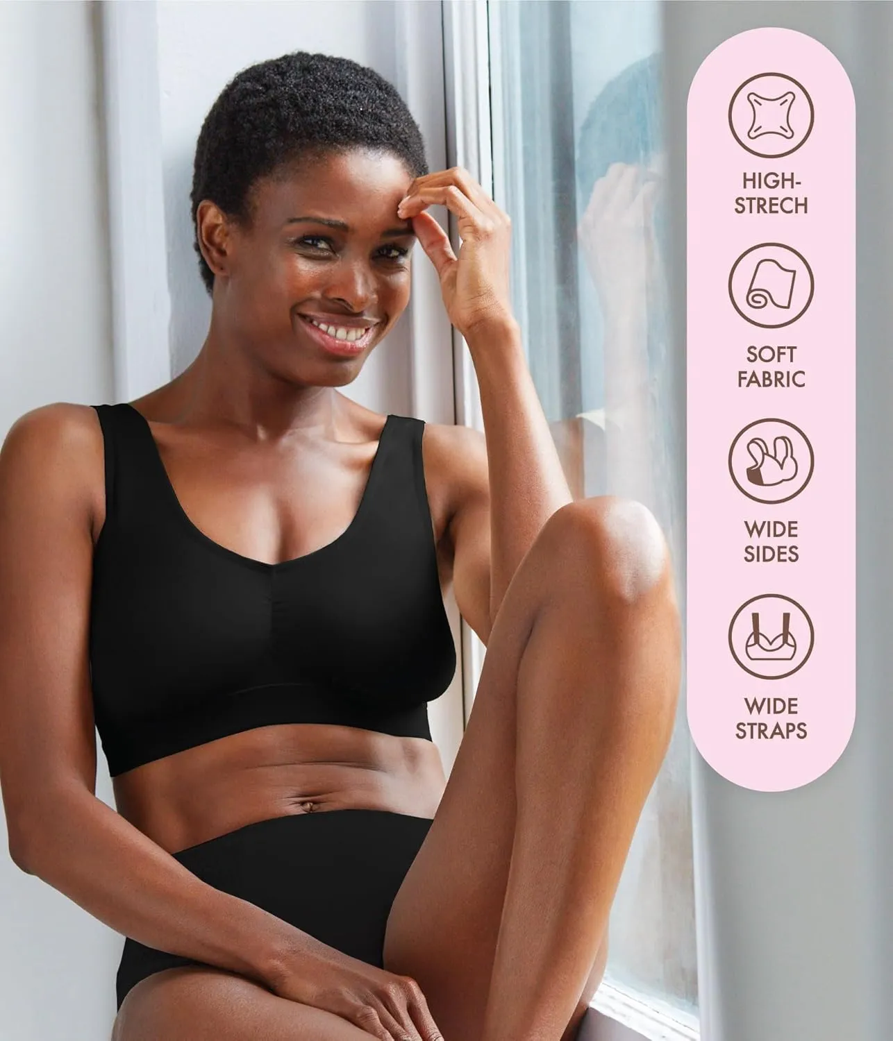Carole Martin Slip-On Wireless Comfort Sleep Bra for Women