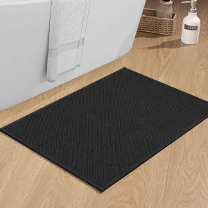 chakme Bathroom Rugs Mat 24x17, Ultra Thin Non Slip Bath Mat Small Quick Dry Absorbent Bath Mat for Bathroom Floor, (Black, 24"x17")