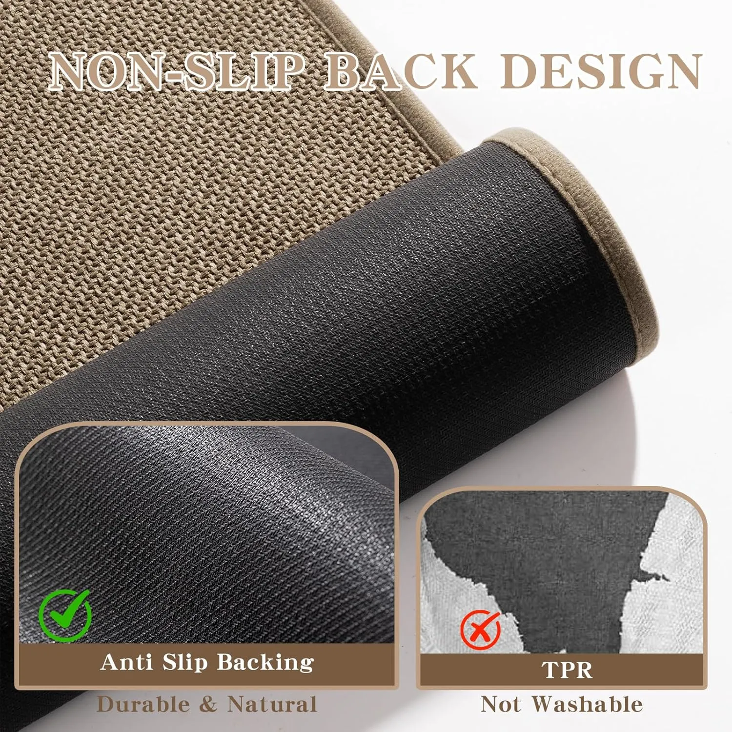 chakme Bathroom Rugs Mat 32x17, Ultra Thin Non Slip Bath Mat Quick Dry Absorbent Bath Mat for Bathroom Floor, (Dark Beige, 32"x17")