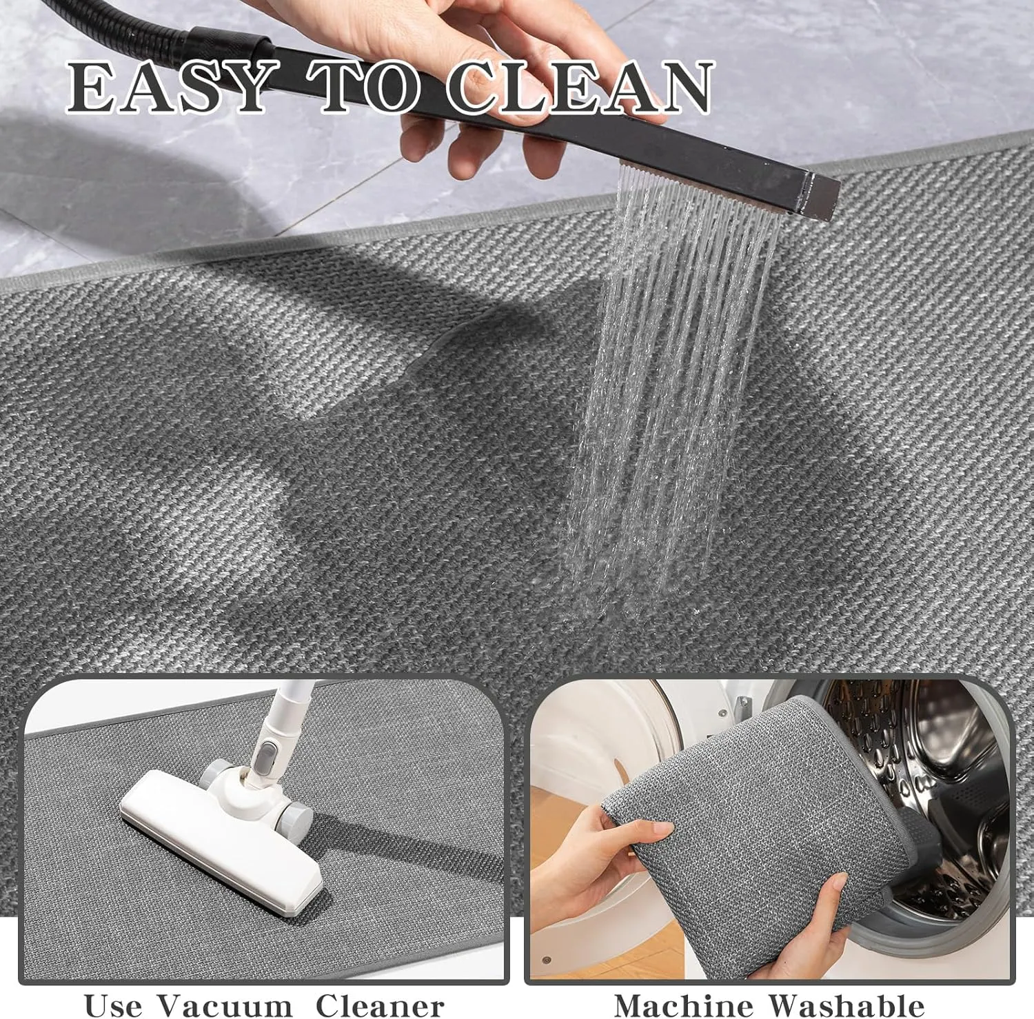 chakme Bathroom Rugs Mat 32x17, Ultra Thin Non Slip Bath Mat Quick Dry Absorbent Bath Mat for Bathroom Floor, (Dark Grey, 32"x17")