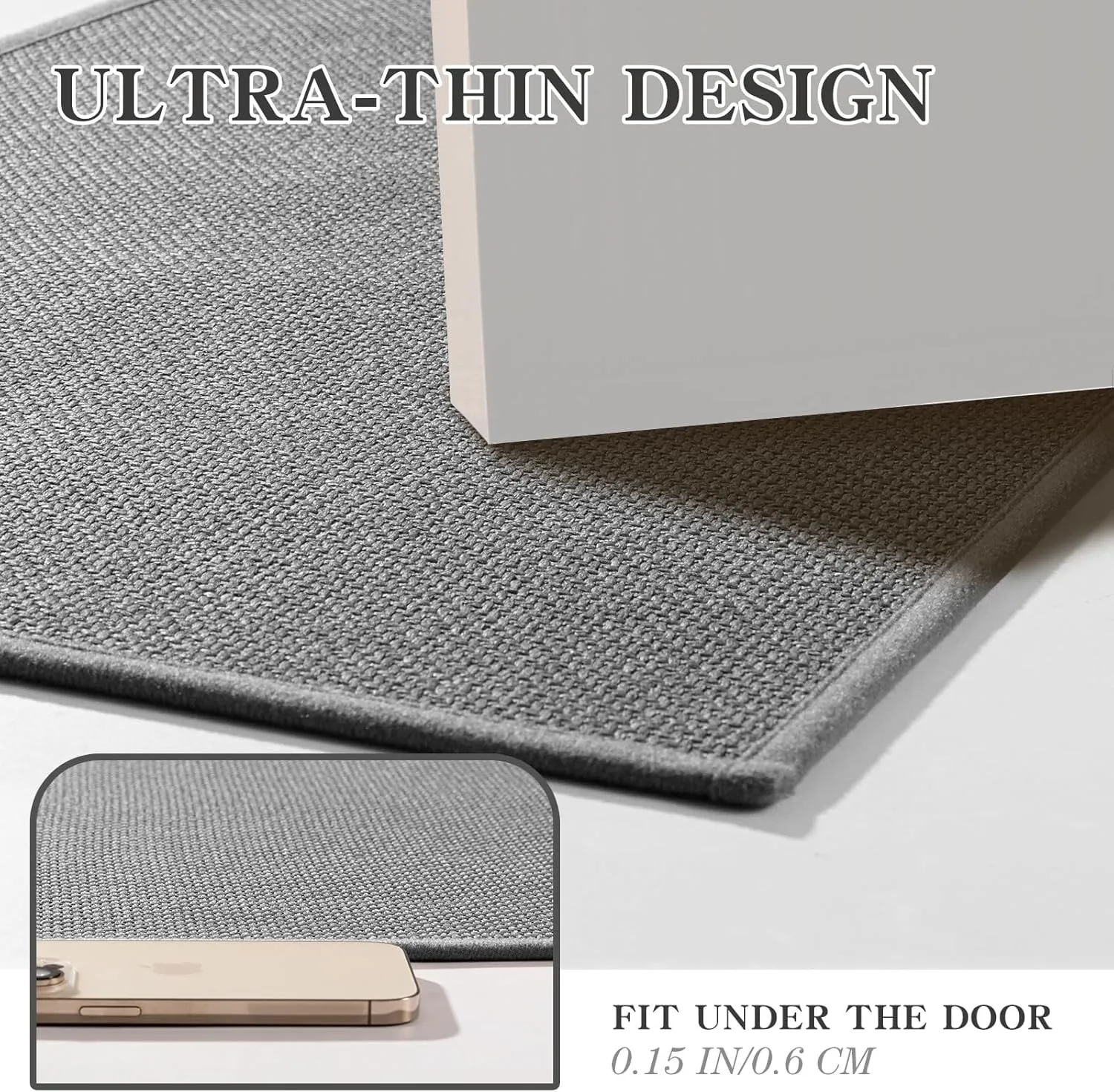 chakme Bathroom Rugs Mat 32x17, Ultra Thin Non Slip Bath Mat Quick Dry Absorbent Bath Mat for Bathroom Floor, (Dark Grey, 32"x17")