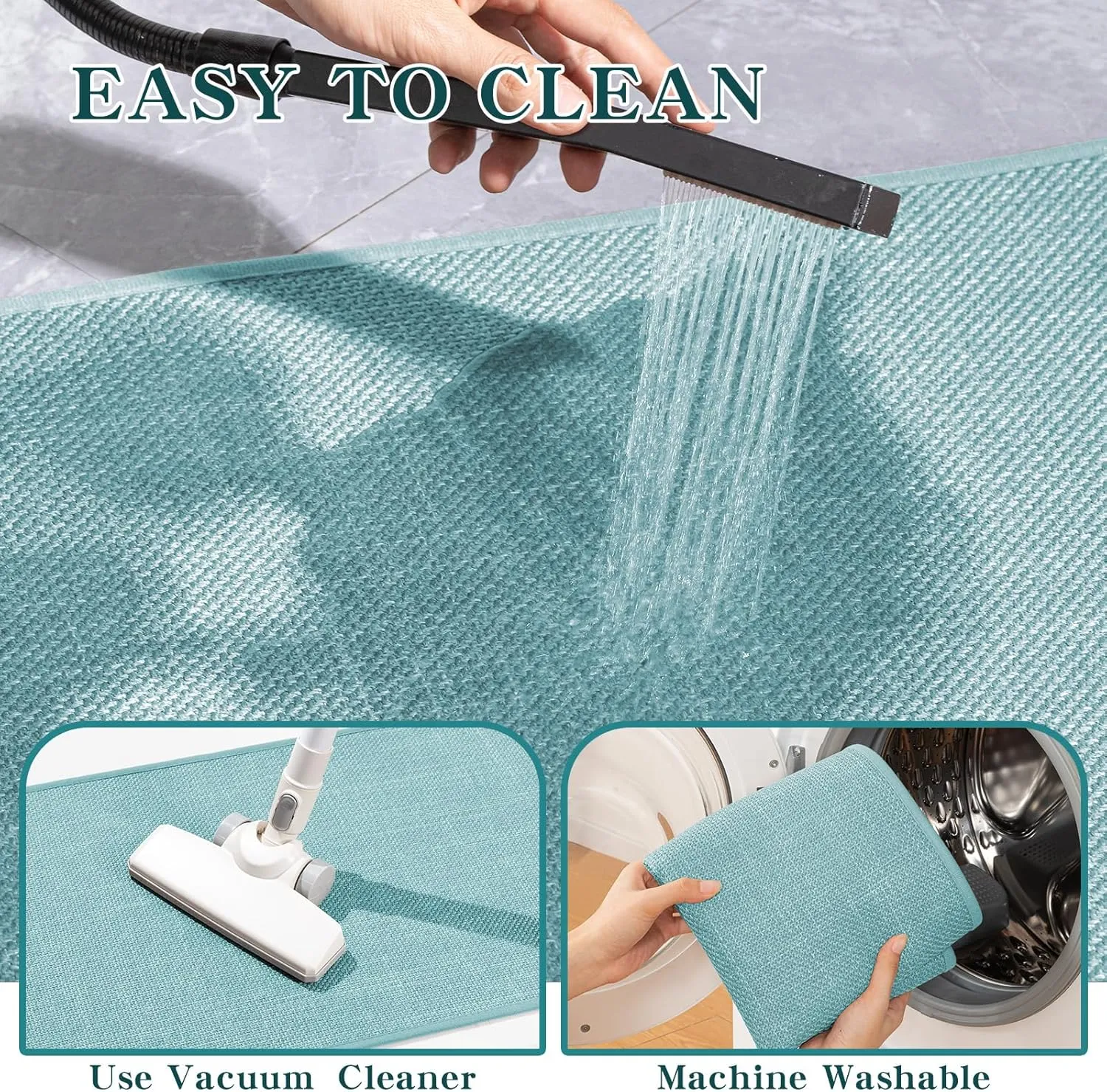 chakme Bathroom Rugs Mat 32x17, Ultra Thin Non Slip Bath Mat Quick Dry Absorbent Bath Mat for Bathroom Floor, (Light Blue, 32"x17")
