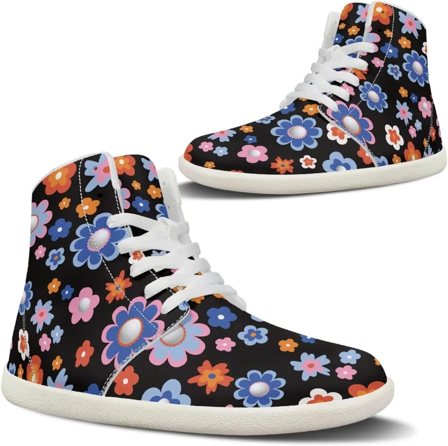 chaqlin Women/Men White High Top Shoes Leather Classic Laces Fashion Sneaker Anti Slip Wide Soft Toe Causal Walking Tennis Shoes