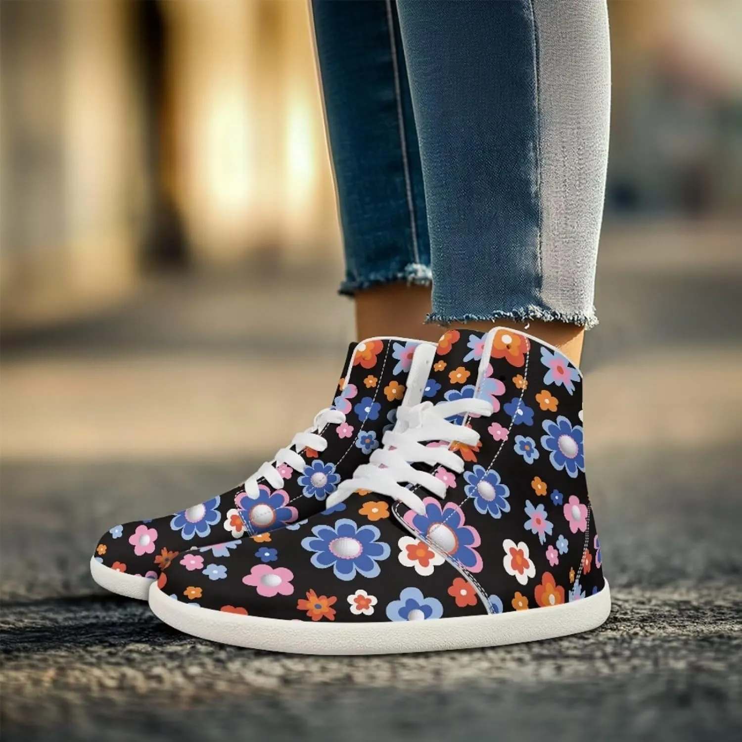 chaqlin Women/Men White High Top Shoes Leather Classic Laces Fashion Sneaker Anti Slip Wide Soft Toe Causal Walking Tennis Shoes