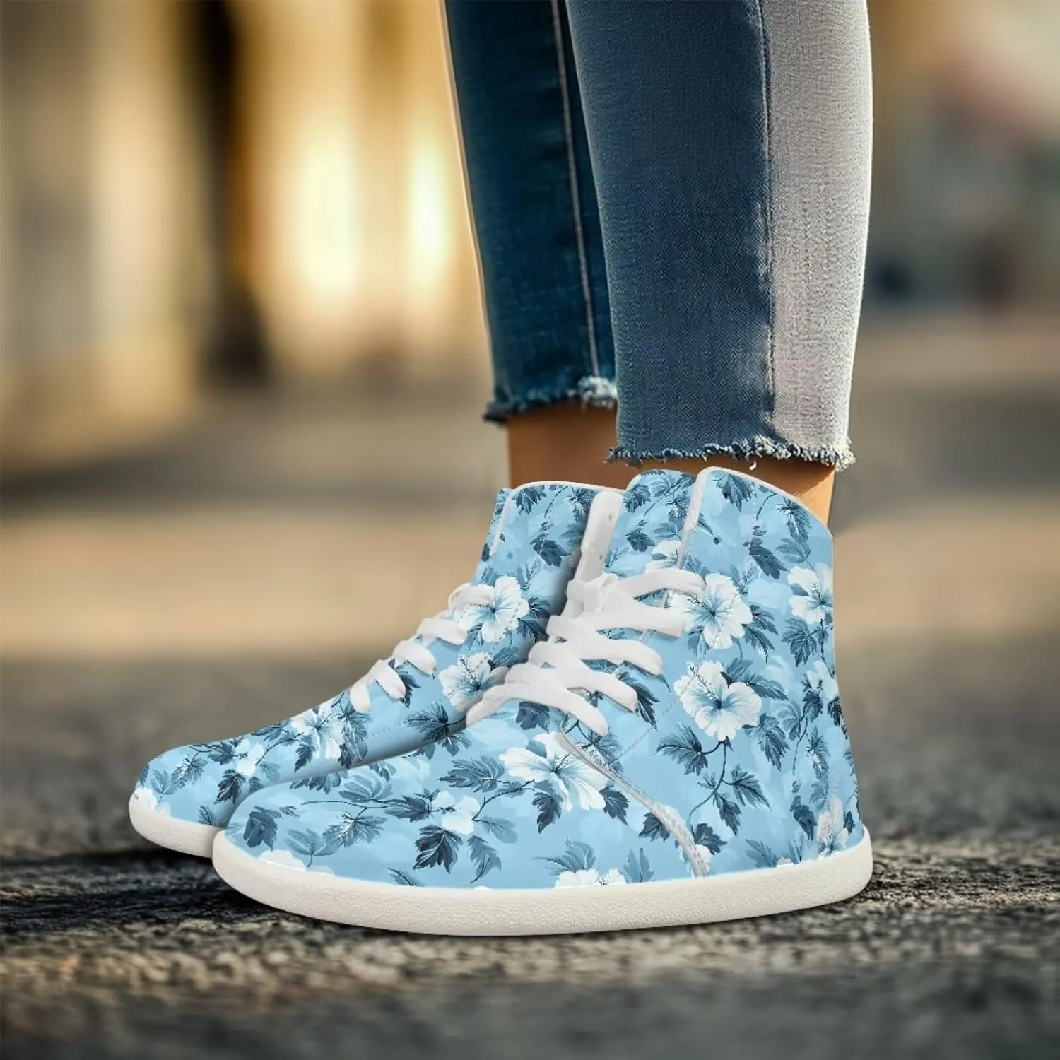 chaqlin Women/Men White High Top Shoes Leather Classic Laces Fashion Sneaker Anti Slip Wide Soft Toe Causal Walking Tennis Shoes