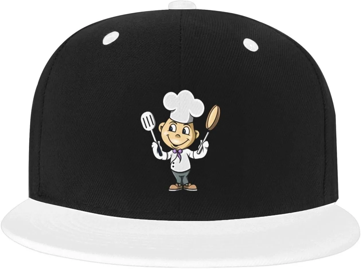 Chef with Spatula and Frying Pan Baseball Cap for Men Women Snapback Hat Adjustable Flat Bill Hats