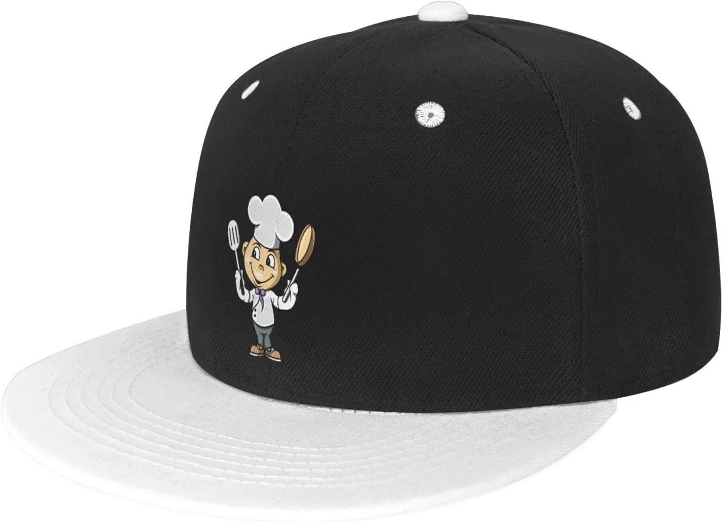 Chef with Spatula and Frying Pan Baseball Cap for Men Women Snapback Hat Adjustable Flat Bill Hats