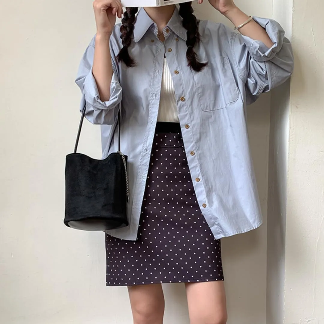 Chic Women's Bucket Bag, Cylindrical Design, Vintage Commuter Faux Suede, Chain Accent, Waterproof Base