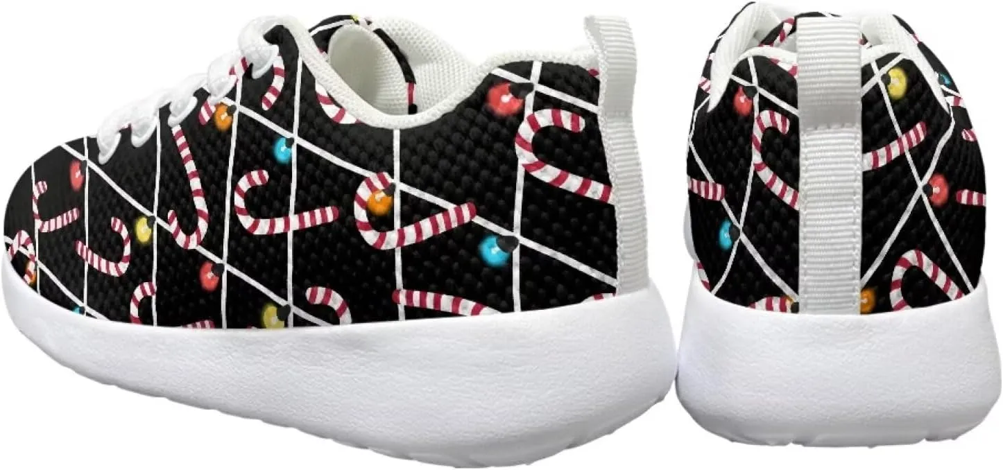 Children's Christmas Sneaker Cozy Lightweight Breathable Anti-Skid Hiking Shoes for Big Kids Athletic Lace-Up Walking Sneaker for Litter Kids US 11.5-3