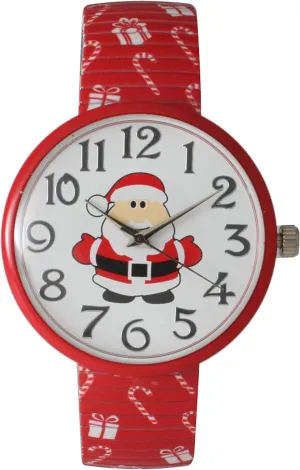 Christmas Stretch Watch with Special Design on Band (Santa Claus Red)