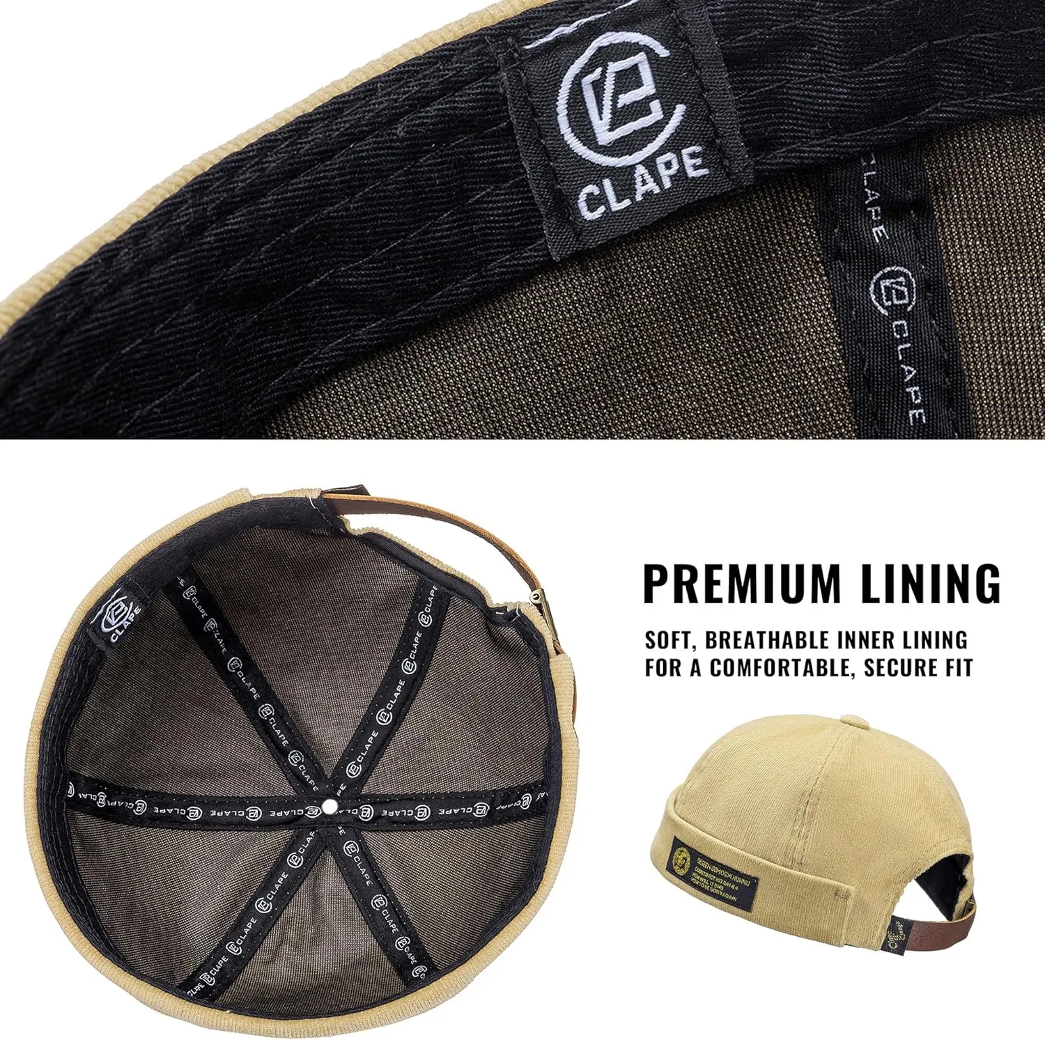 CLAPE Mens Denim Brimless Skullcap Sailor Cap Rolled Cuff Retro Beanie Hat Work Beanie Harbour Hat