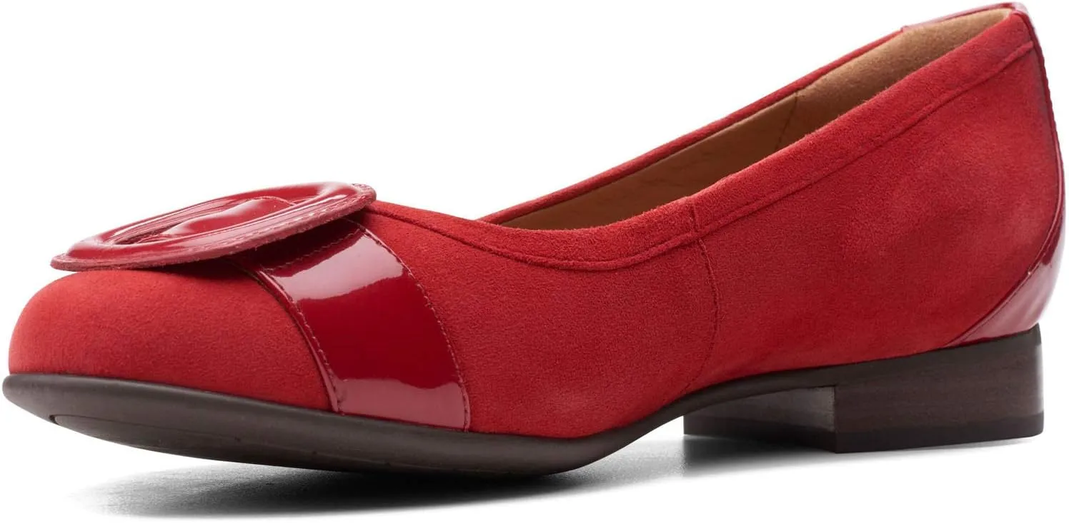 Clarks Women's Un Blush Cove Flat, Red Combi Suede, 7.5