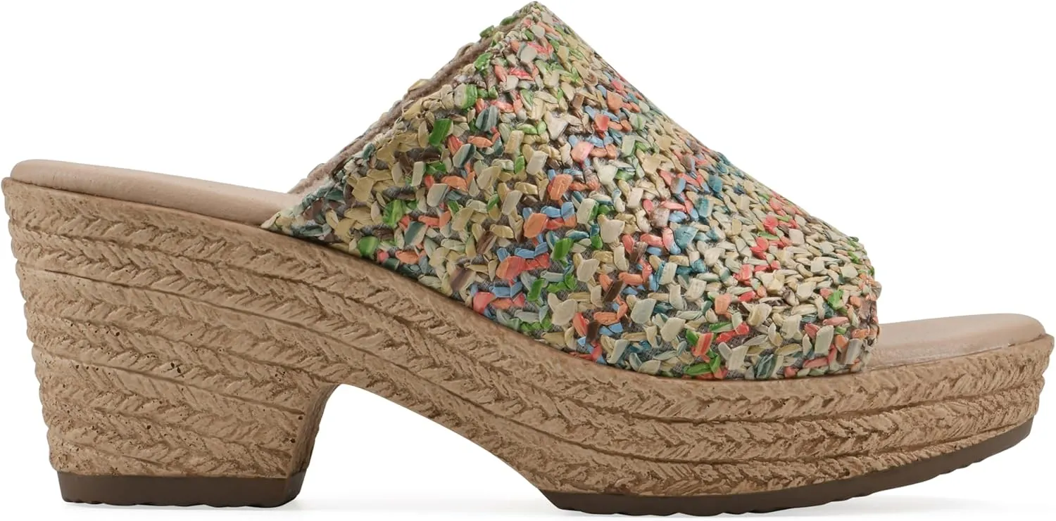 CLIFFS BY WHITE MOUNTAIN Women's Biando Platform Raffia Slide Sandal