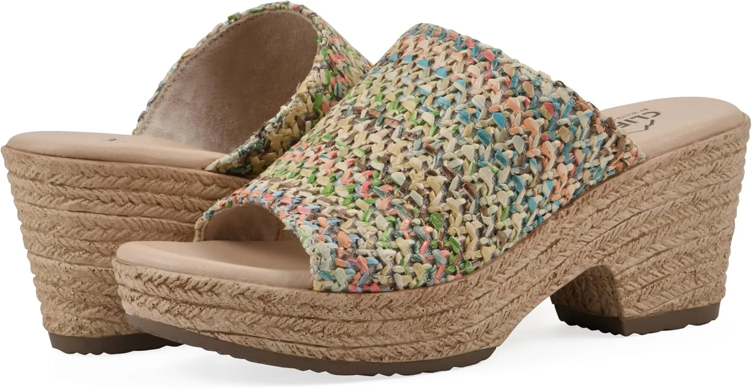 CLIFFS BY WHITE MOUNTAIN Women's Biando Platform Raffia Slide Sandal