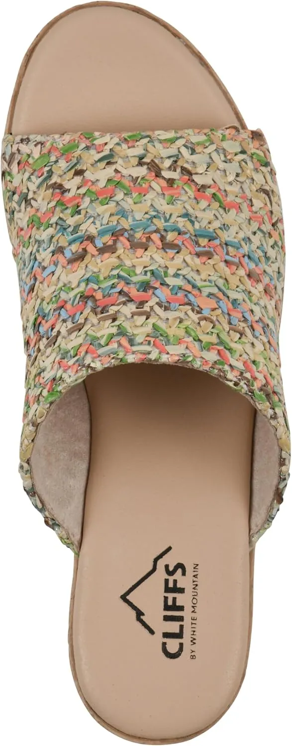 CLIFFS BY WHITE MOUNTAIN Women's Biando Platform Raffia Slide Sandal