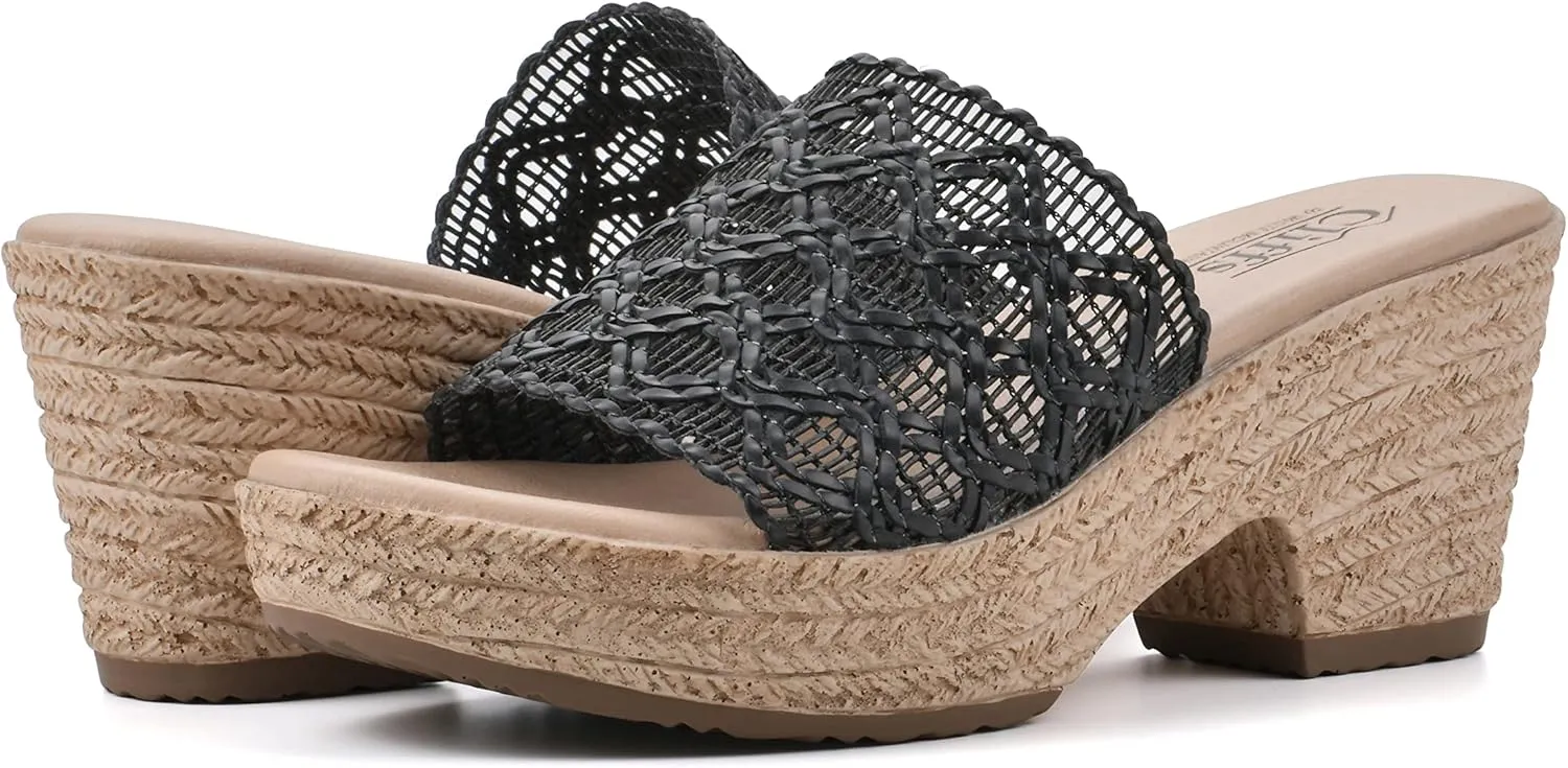 CLIFFS BY WHITE MOUNTAIN Women's Biankka Platform Woven Slide Sandal