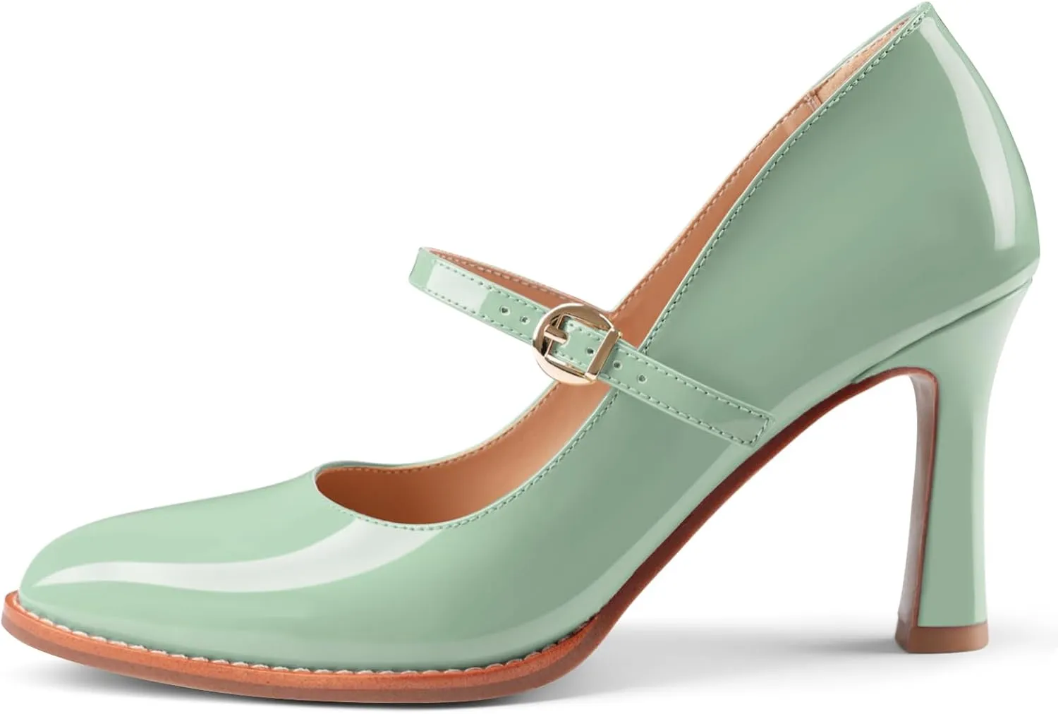 Closed Toe Heels for Women Stylish Mary Jane Pointed Toe 3.5 inch Stiletto Heel Pumps Spring Summer Office Wedding Party Dress Shoes