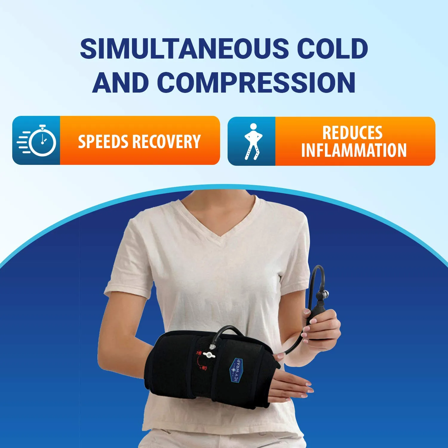 Cold Pack Compression Wrap for Hand, Wrist, Arm Ice Pack Therapy Cryo-Cool Flexible Treatment for Injuries, Aches, Swelling, Sprains, Inflammation