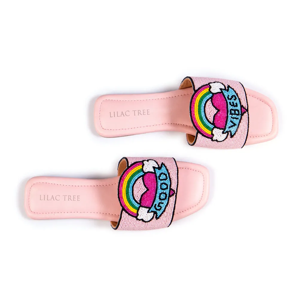 Colorful Chic Good Vibes Comfort Slides