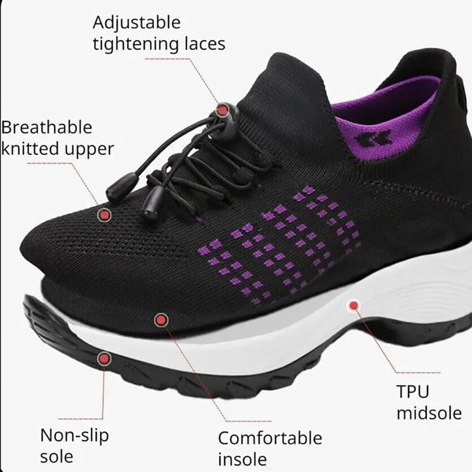 Comfort Orthowear Shoes, Comfortwear Ortho Stretch Cushion Shoes for Women, Slip-On Lightweight Casual Platform Shoes