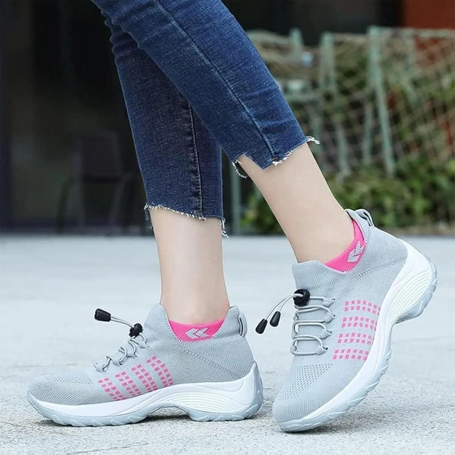 Comfort Orthowear Shoes, Comfortwear Ortho Stretch Cushion Shoes for Women, Slip-On Lightweight Casual Platform Shoes