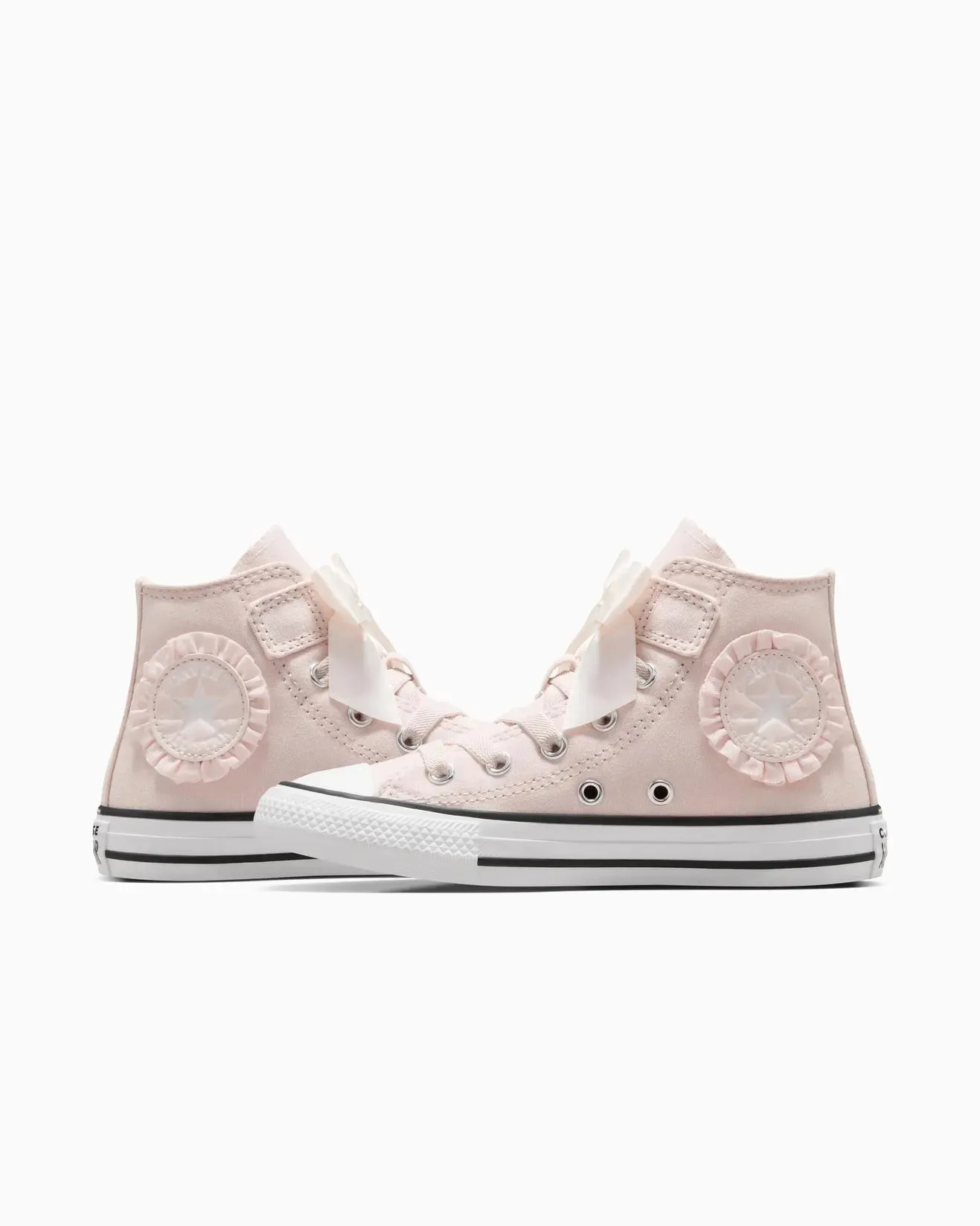 .Converse Kids Chuck Taylor Swan Ruffles & Bows Easy-On High Top Pink Blush Hush - Quantum Violet/White - (A09282) - SWN- R1L1