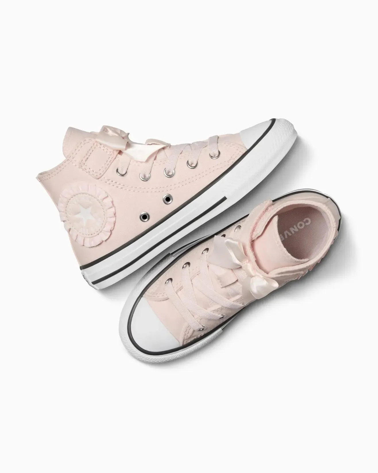 .Converse Kids Chuck Taylor Swan Ruffles & Bows Easy-On High Top Pink Blush Hush - Quantum Violet/White - (A09282) - SWN- R1L1