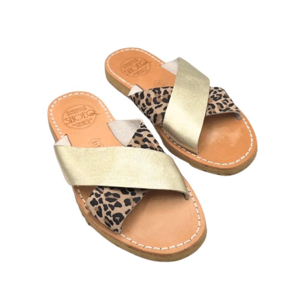 Crossover Slide in Champagne Leopard OUTLET - Size 36