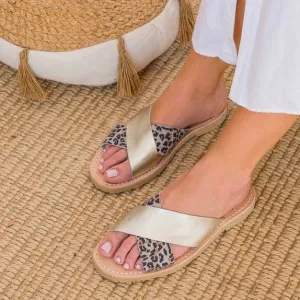 Crossover Slide in Champagne Leopard OUTLET - Size 36