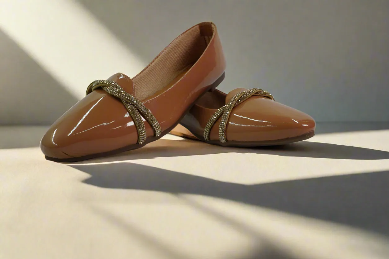 Crystal-strap Ballet Flats