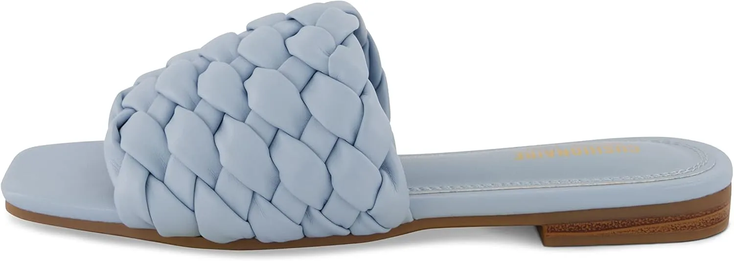 CUSHIONAIRE Women's Aramis woven slide sandal  Memory Foam, Wide Widths Available