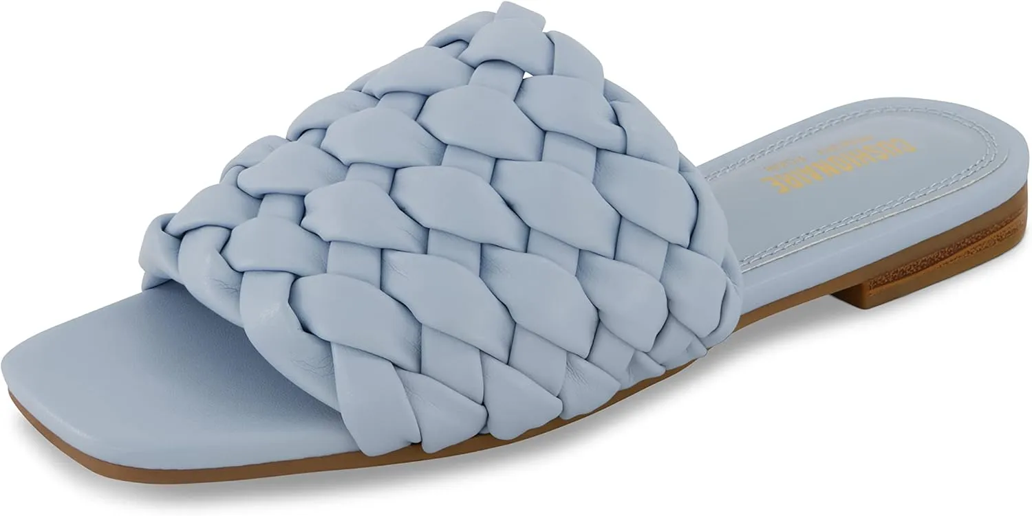 CUSHIONAIRE Women's Aramis woven slide sandal  Memory Foam, Wide Widths Available
