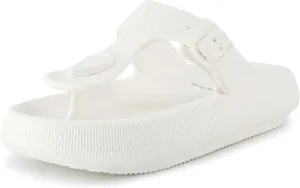 CUSHIONAIRE Women's Flo thong recovery cloud pool slide sandal with  Comfort