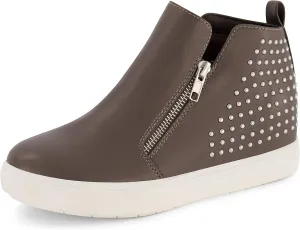 CUSHIONAIRE Women's Hollywood studded Hidden Wedge sneaker  Memory Foam